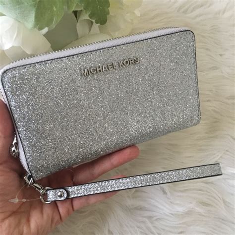 michael kors silver glitter wallet